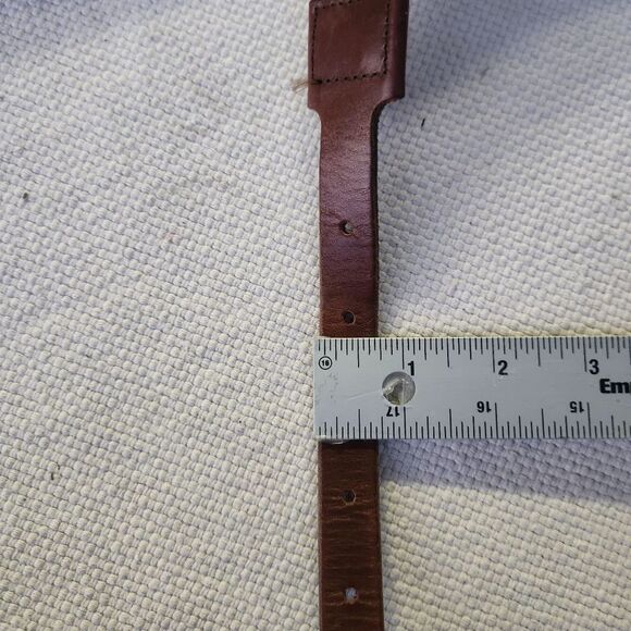 J crew vintage brown leather and canvas webbing belt - Picture 7 of 13